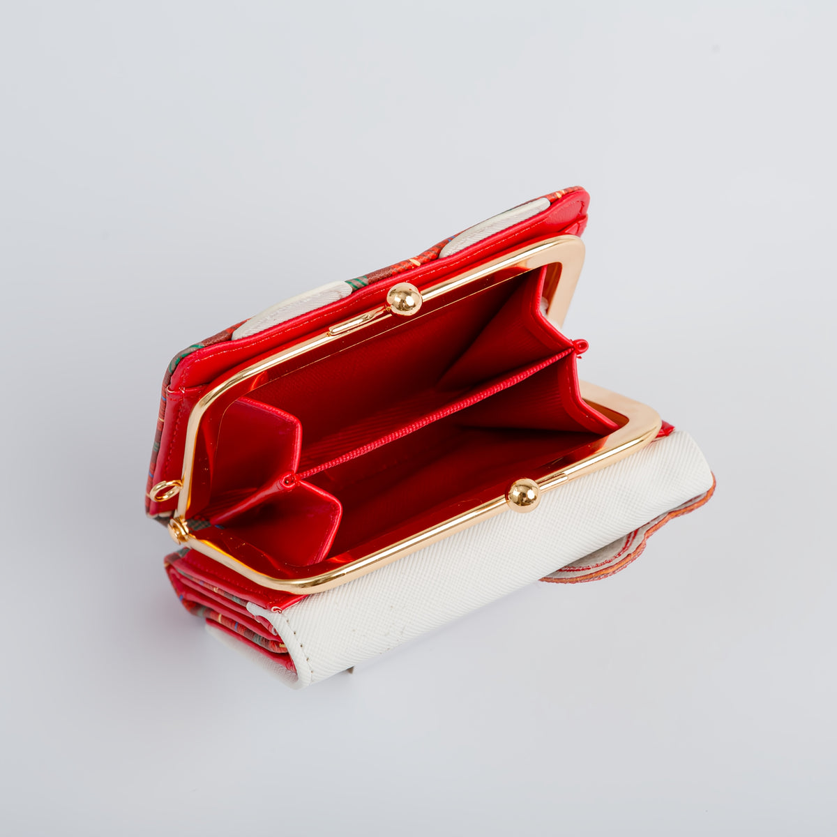 Portefeuille femme 3 volets à fermoir doré, oreilles chat