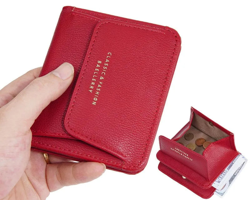 Portefeuille femme compact en simili cuir avec porte-monnaie zippé — photo 1