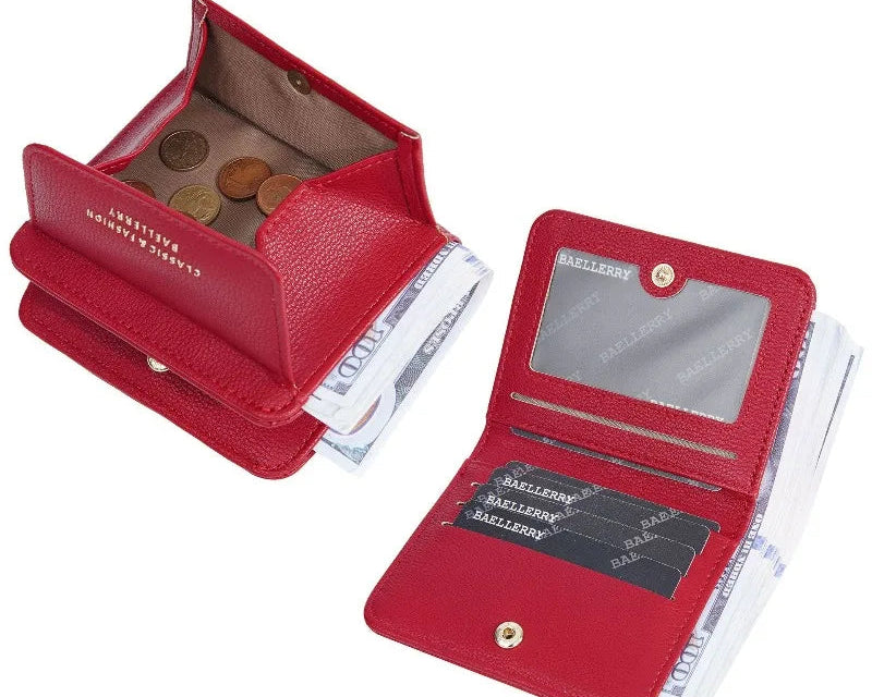 Portefeuille femme compact en simili cuir avec porte-monnaie zippé — photo 2