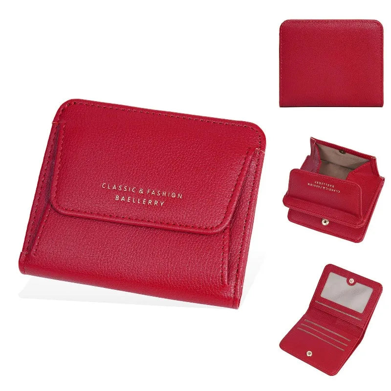 Portefeuille femme compact en simili cuir avec porte-monnaie zippé — photo 3