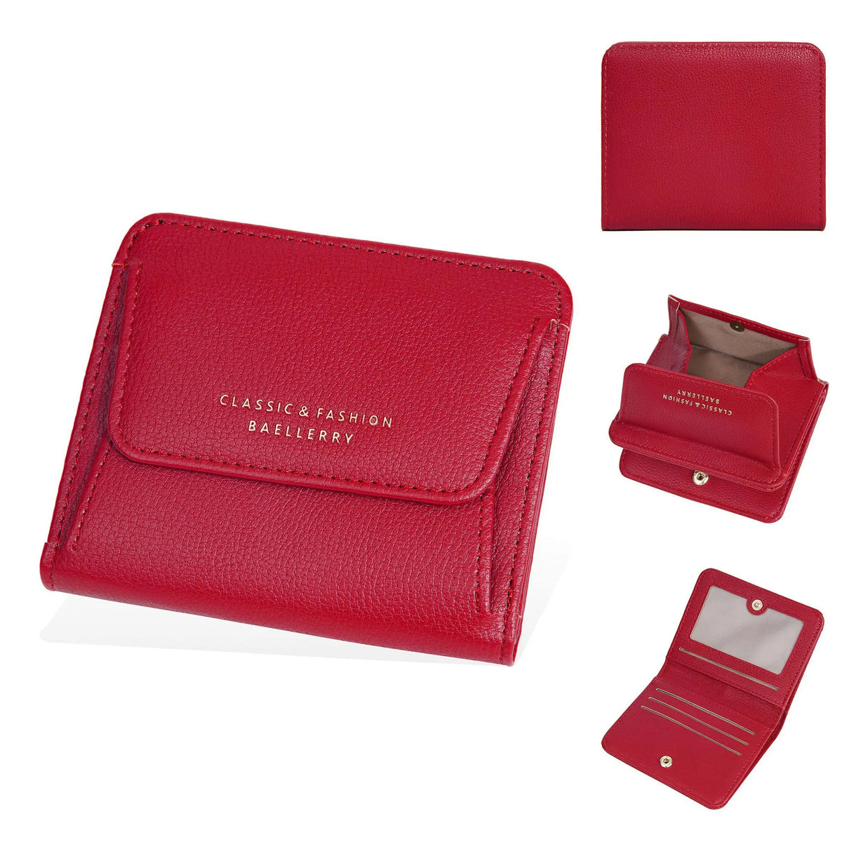 Portefeuille femme compact en simili cuir avec porte-monnaie zippé — photo 5