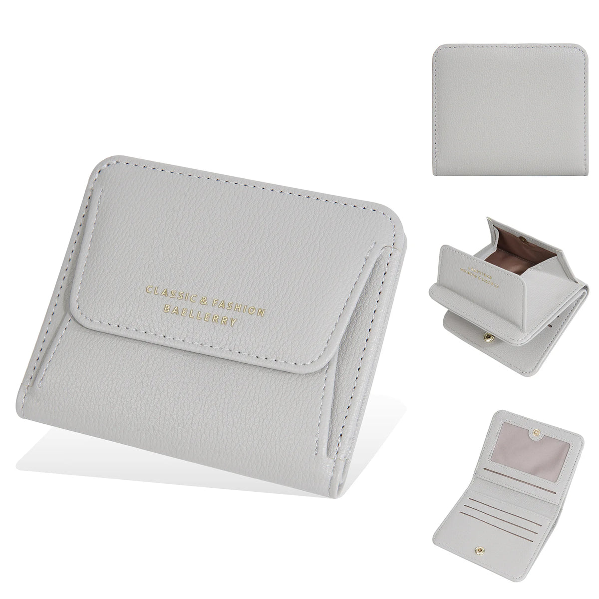 Portefeuille femme compact en simili cuir avec porte-monnaie zippé — photo 7
