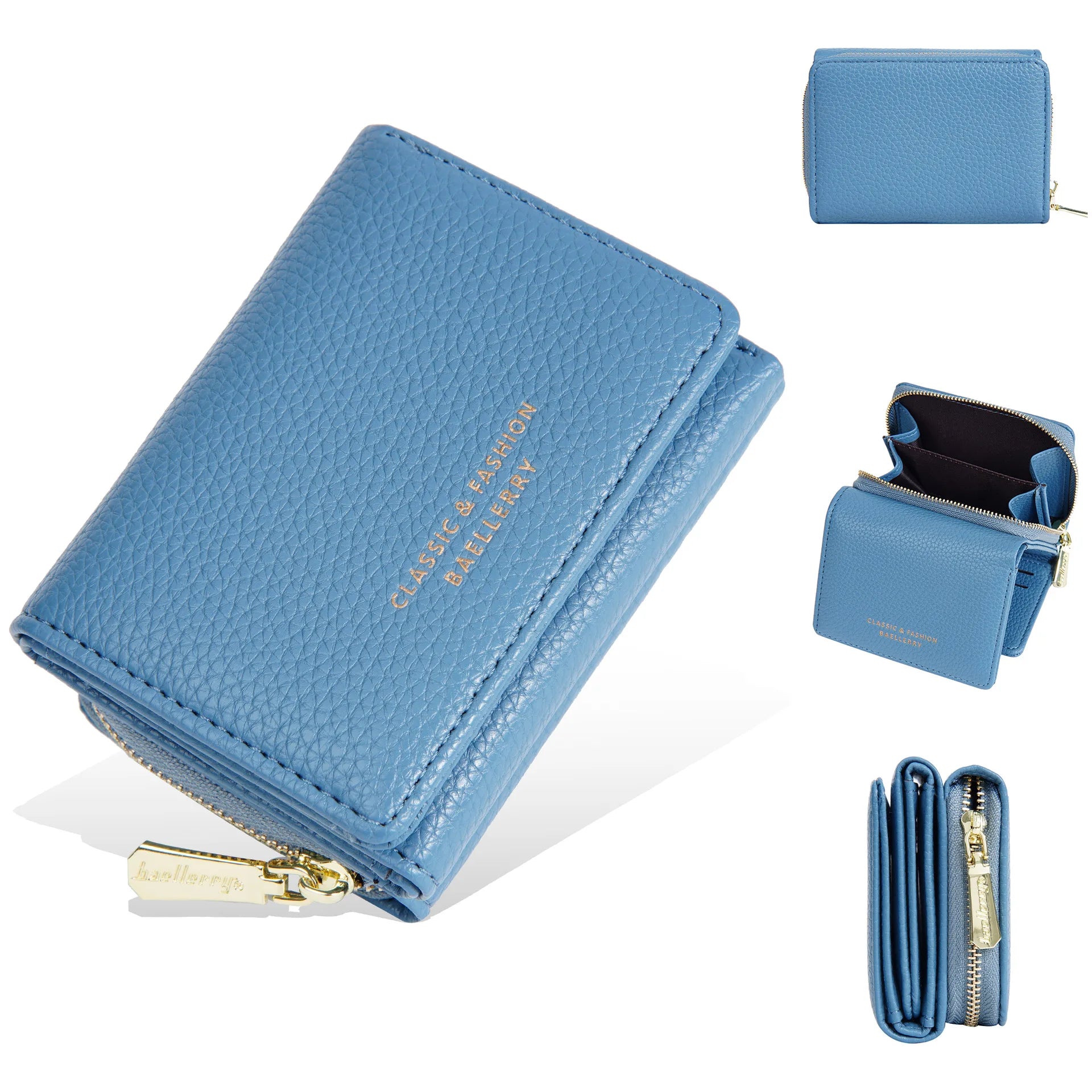 Portefeuille femme compact en cuir PU avec double compartiment — photo 10 Image