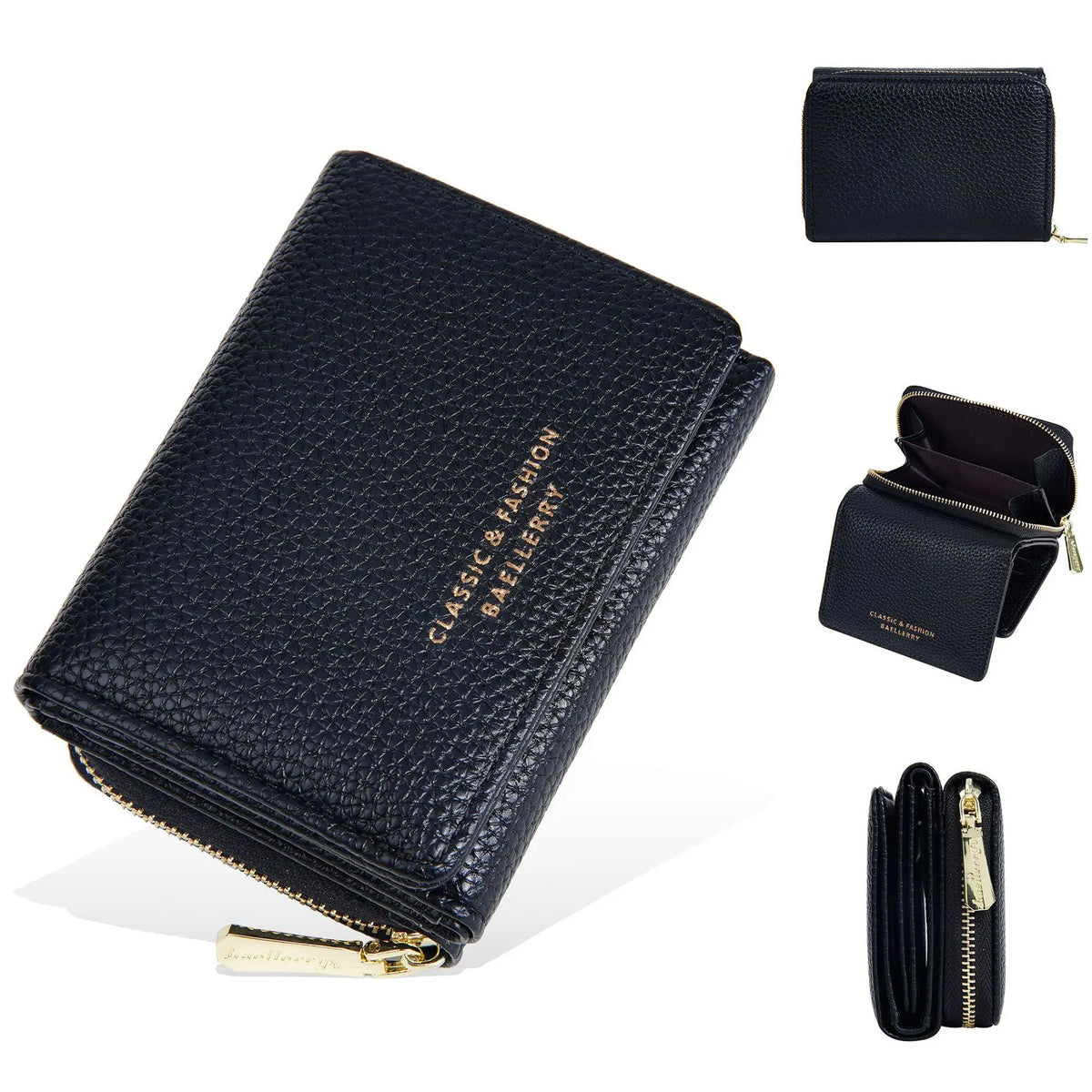 Portefeuille femme compact en cuir PU avec double compartiment — photo 11