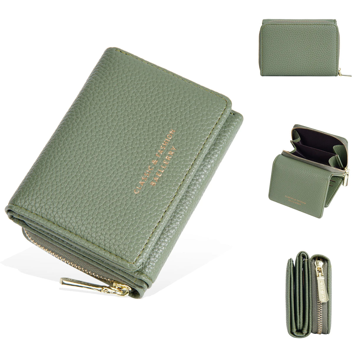 Portefeuille femme compact en cuir PU avec double compartiment — photo 12