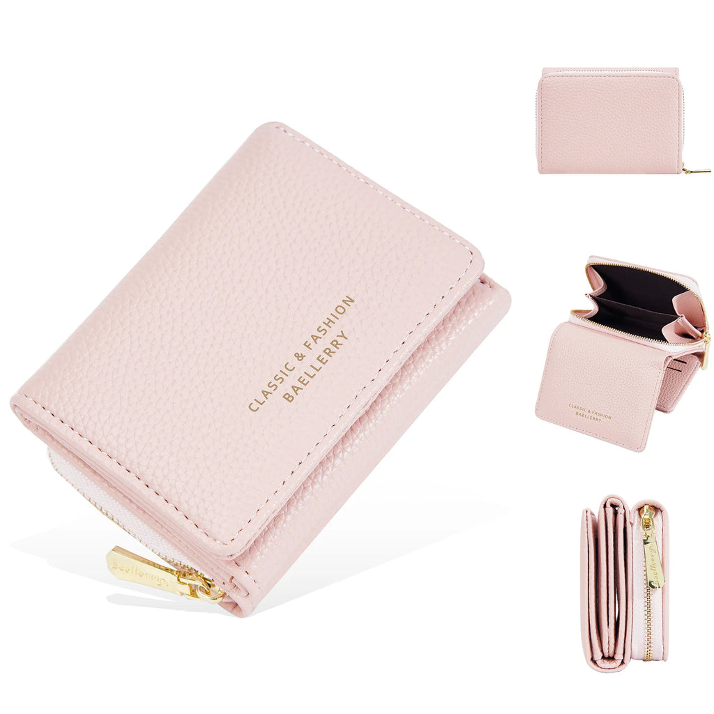 Portefeuille femme compact en cuir PU avec double compartiment — photo 14