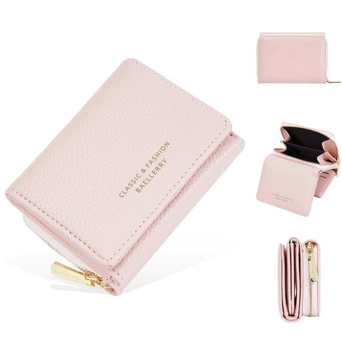 Portefeuille femme compact en cuir PU avec double compartiment — photo 14