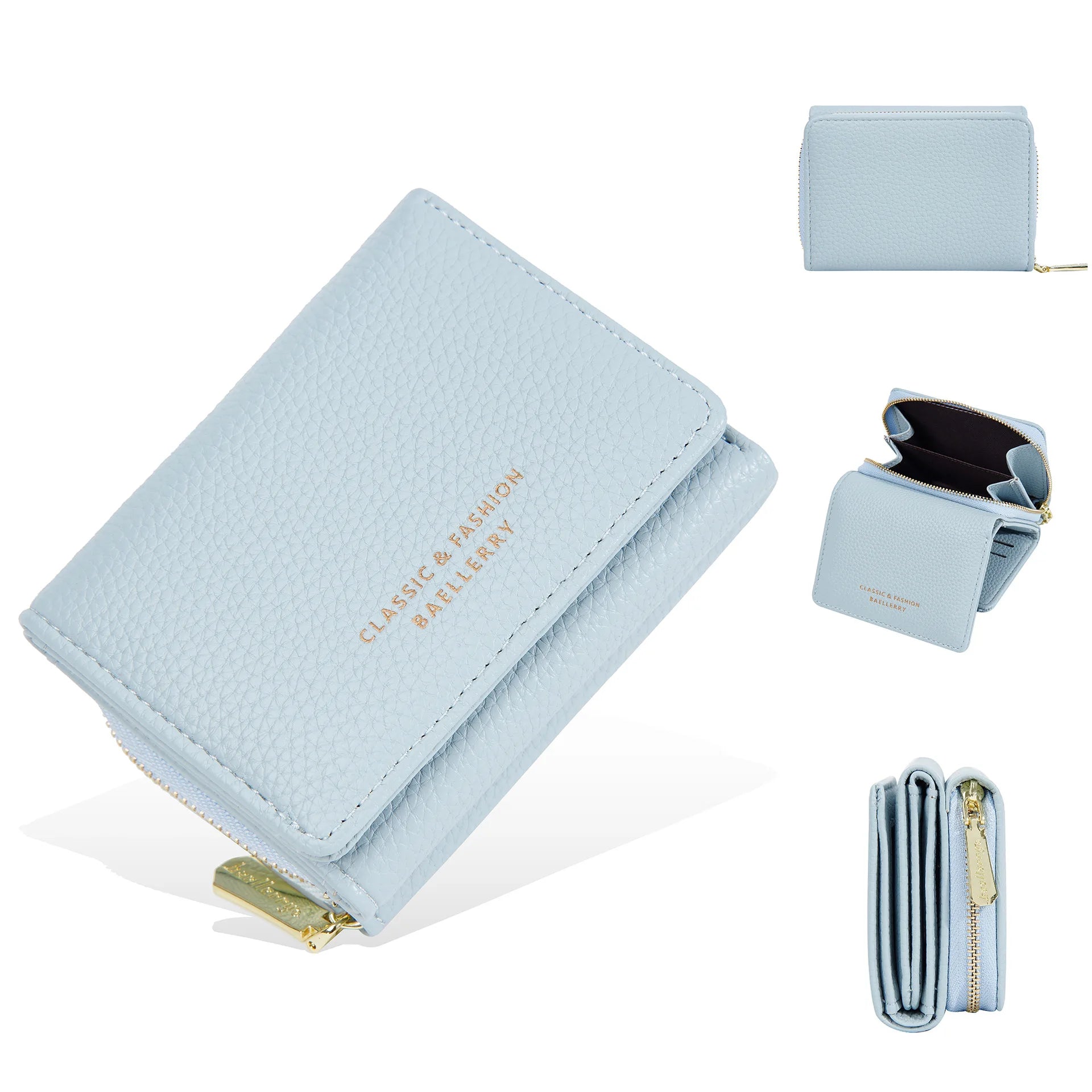 Portefeuille femme compact en cuir PU avec double compartiment — photo 15 Image