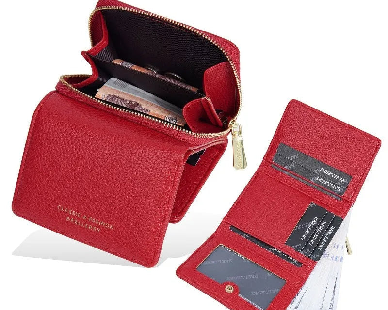 Portefeuille femme compact en cuir PU avec double compartiment — photo 2
