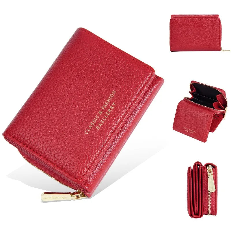 Portefeuille femme compact en cuir PU avec double compartiment — photo 3