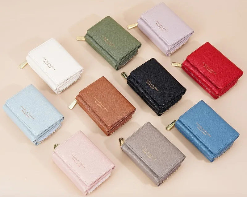 Portefeuille femme compact en cuir PU avec double compartiment — photo 4