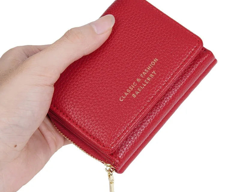 Portefeuille femme compact en cuir PU avec double compartiment — photo 5