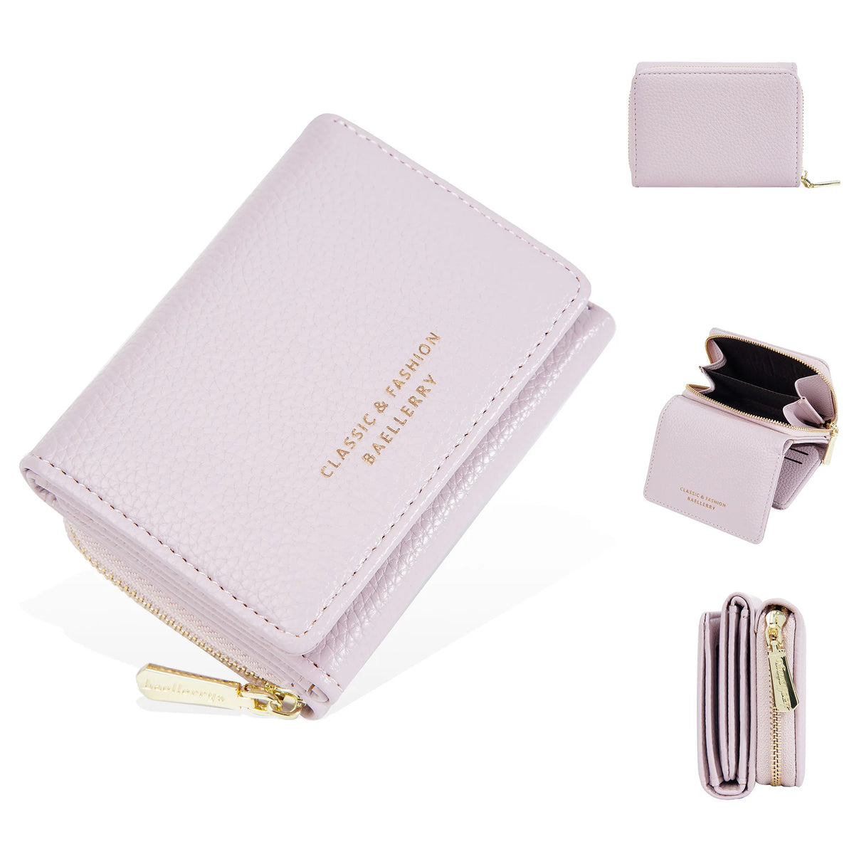 Portefeuille femme compact en cuir PU avec double compartiment — photo 7