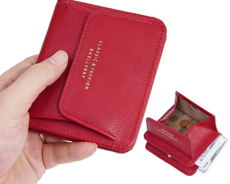 Portefeuille femme  en simili cuir grainé avec porte-monnaie zippé — photo 11