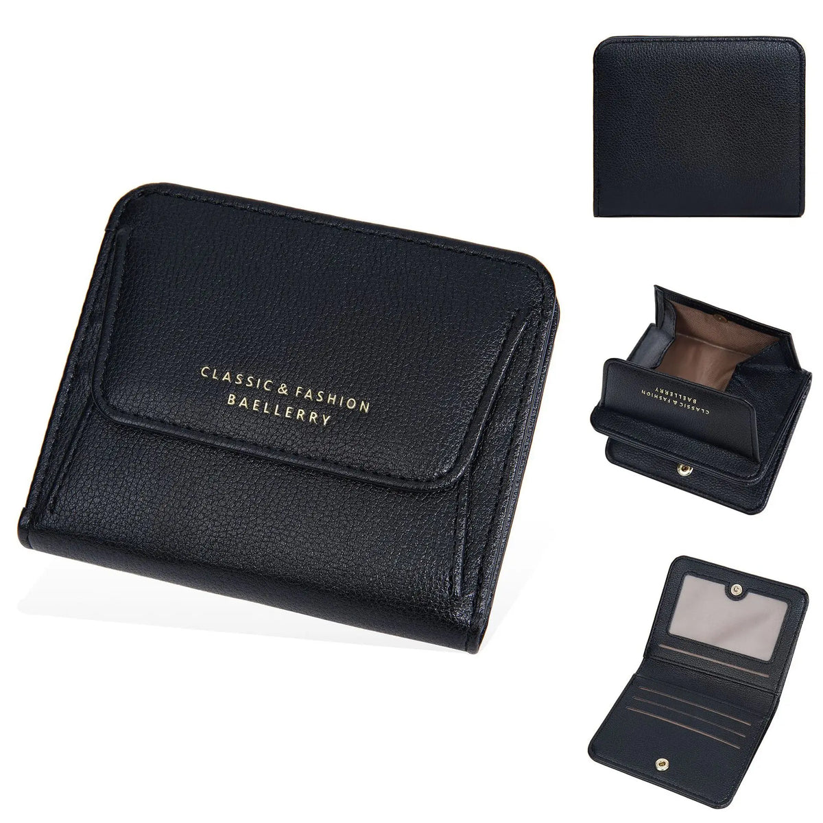 Portefeuille femme  en simili cuir grainé avec porte-monnaie zippé — photo 3