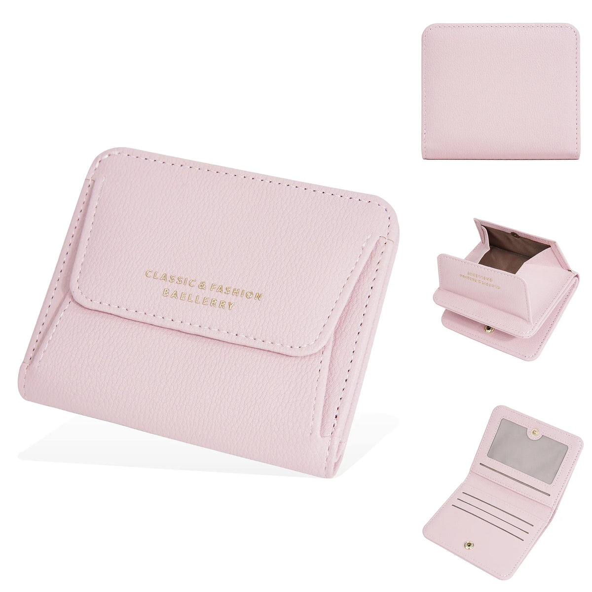 Portefeuille femme  en simili cuir grainé avec porte-monnaie zippé — photo 5