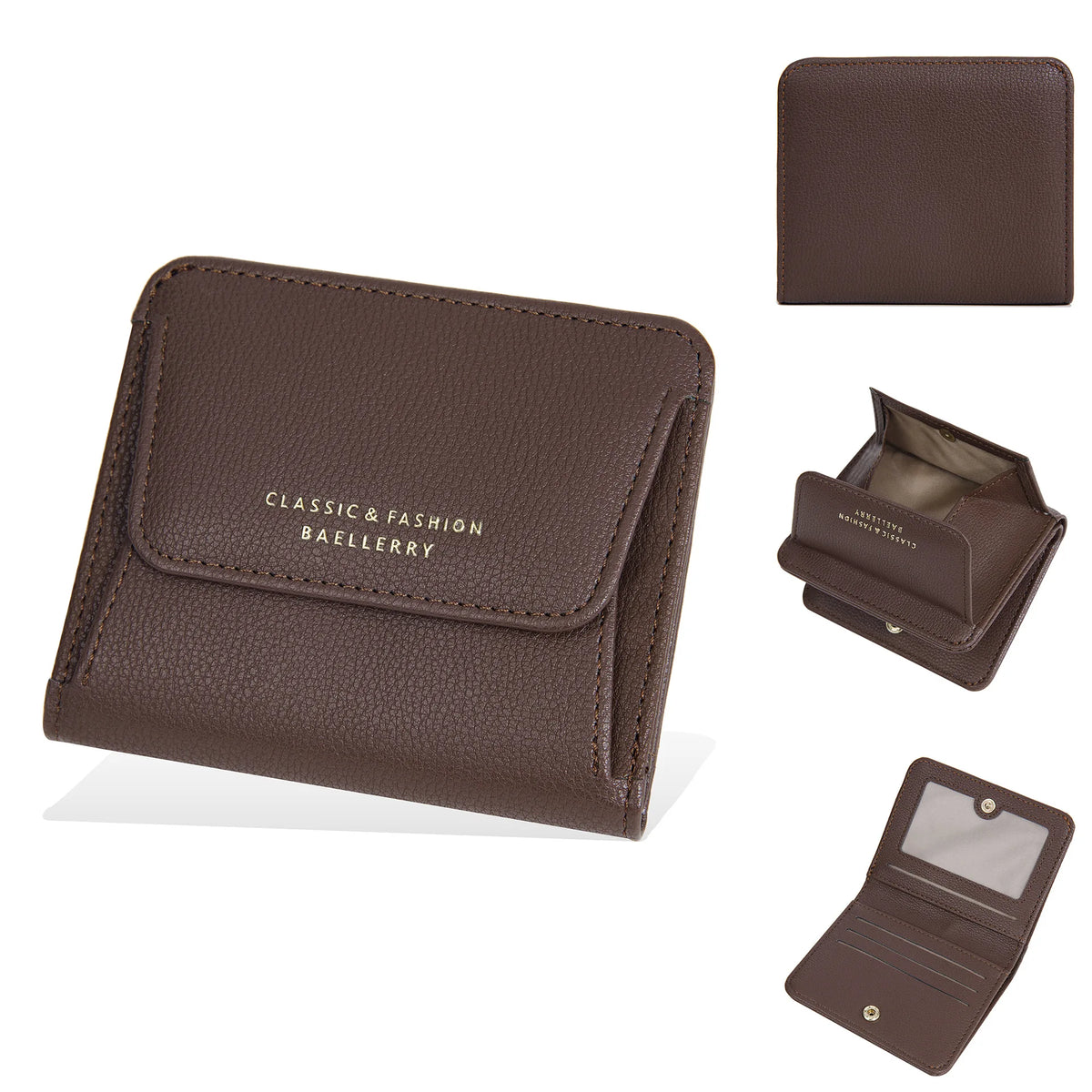 Portefeuille femme  en simili cuir grainé avec porte-monnaie zippé — photo 7