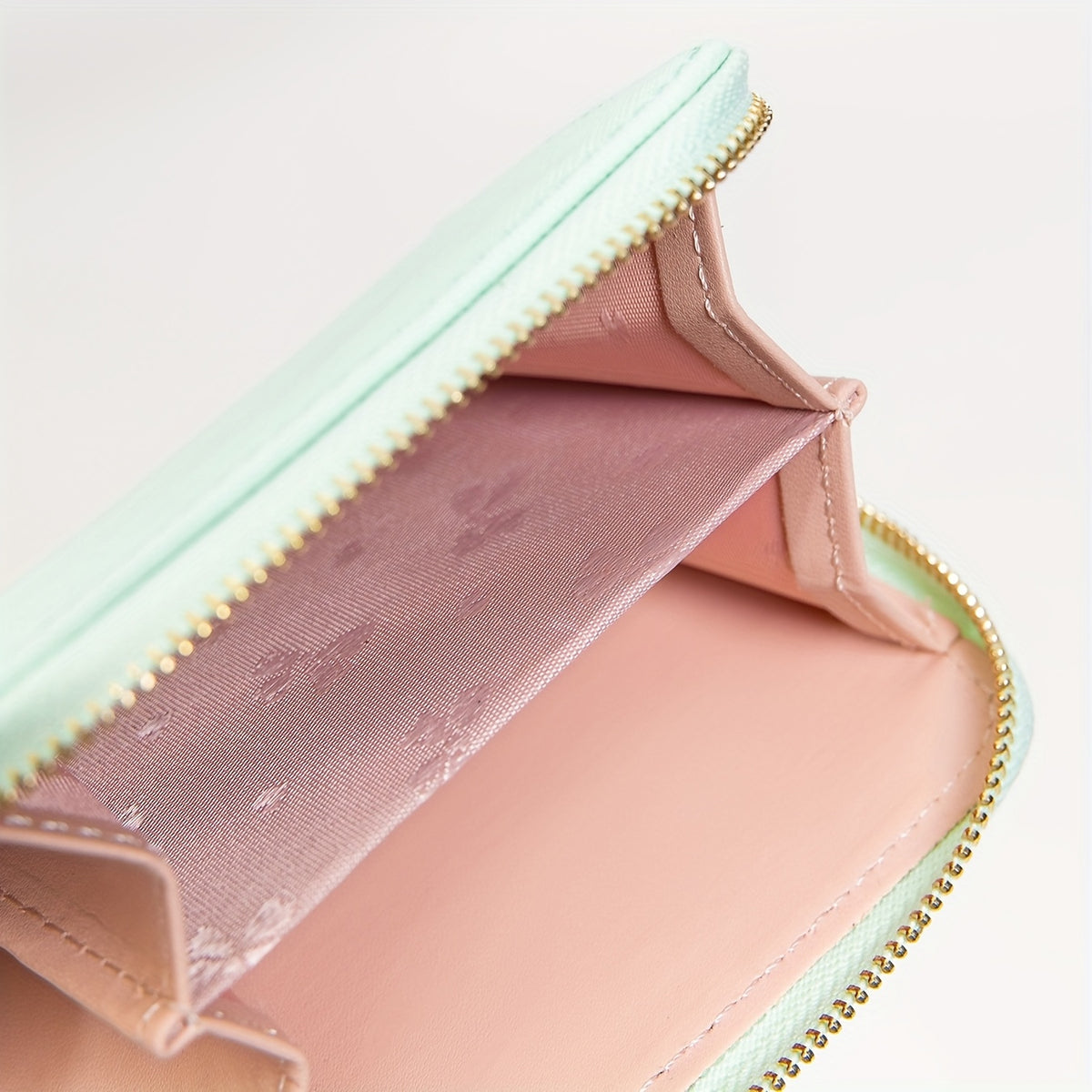 Portefeuille femme zippé bicolore à fenêtre photo, 11 x 9 cm