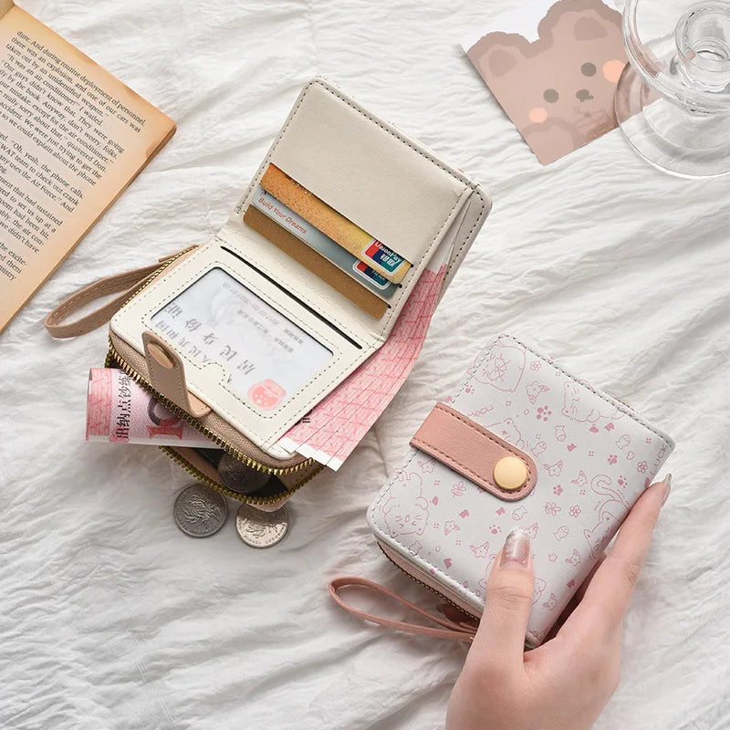 Portefeuille femme japonais chat mignon en cuir PU avec porte-monnaie zippé — photo 1