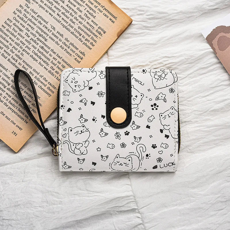 Portefeuille femme japonais chat mignon en cuir PU avec porte-monnaie zippé — photo 10