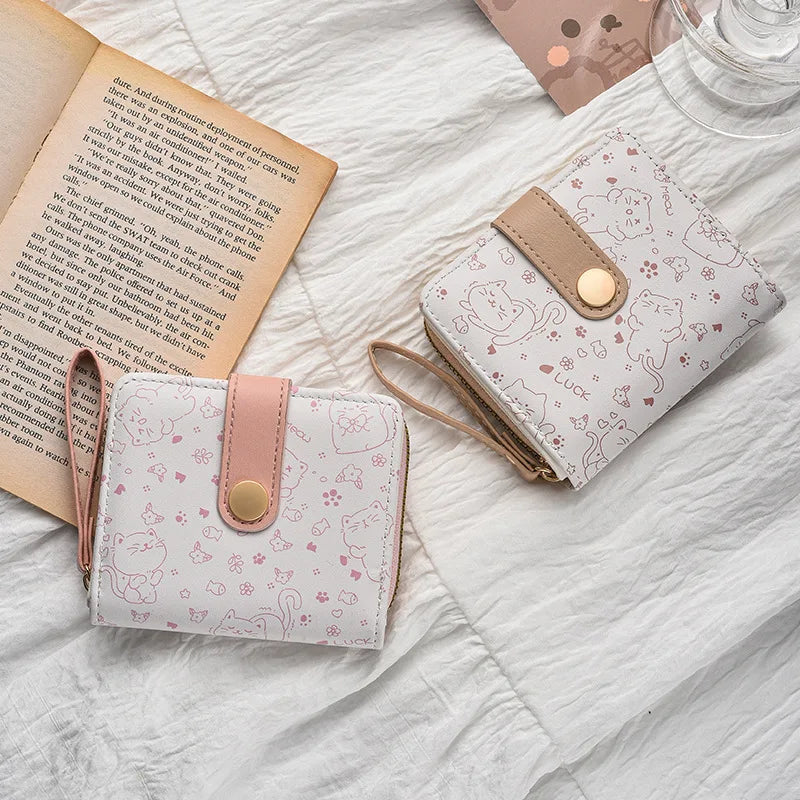 Portefeuille femme japonais chat mignon en cuir PU avec porte-monnaie zippé — photo 6