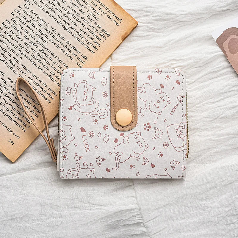 Portefeuille femme japonais chat mignon en cuir PU avec porte-monnaie zippé — photo 7