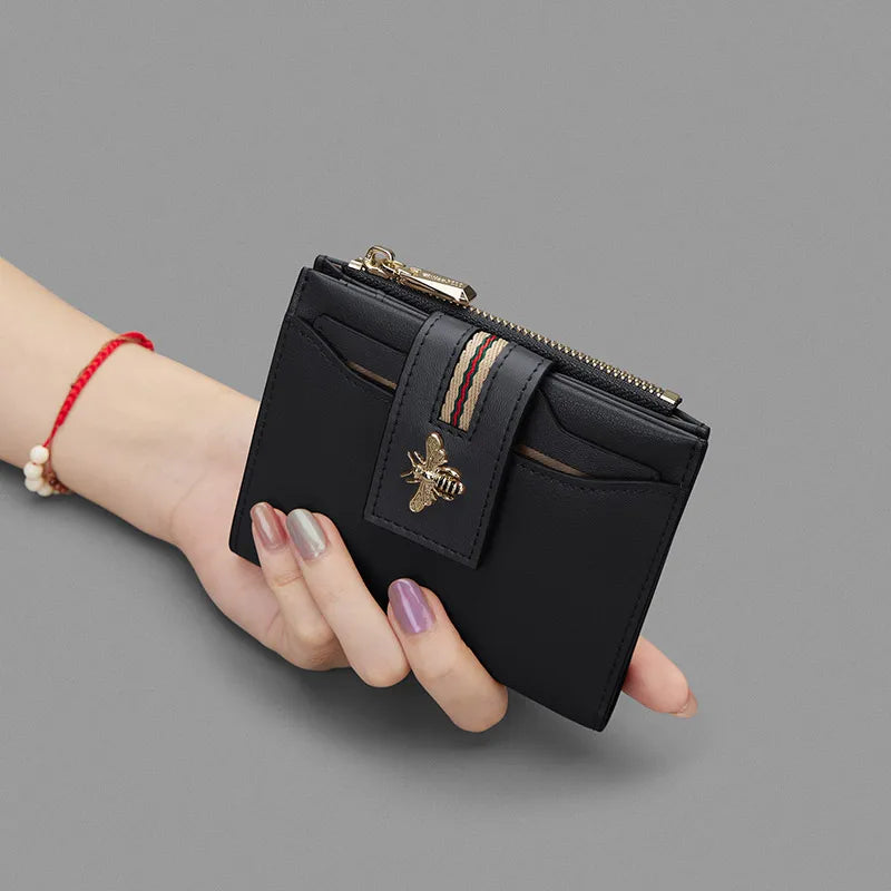 Portefeuille femme compact en cuir avec porte-cartes et porte-monnaie élégant — photo 1