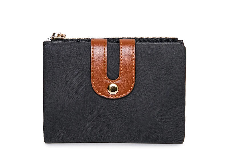 Portefeuille femme compact en cuir PU bicolore avec zip et rabat grande capacité — photo 8