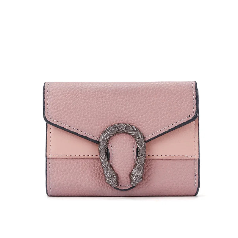 Portefeuille femme compact en cuir PU avec rabat et boucle décorative élégante — photo 5