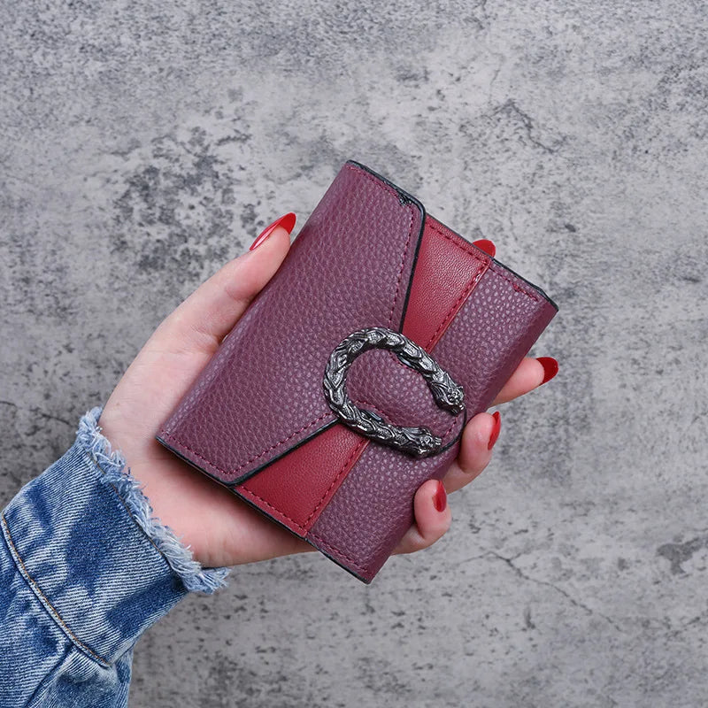 Portefeuille femme compact en cuir PU avec rabat et boucle décorative élégante — photo 9