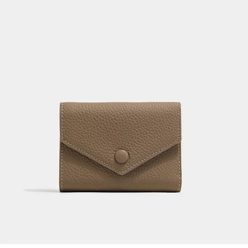 Portefeuille femme compact en cuir PU format enveloppe avec bouton pression élégant — photo 10