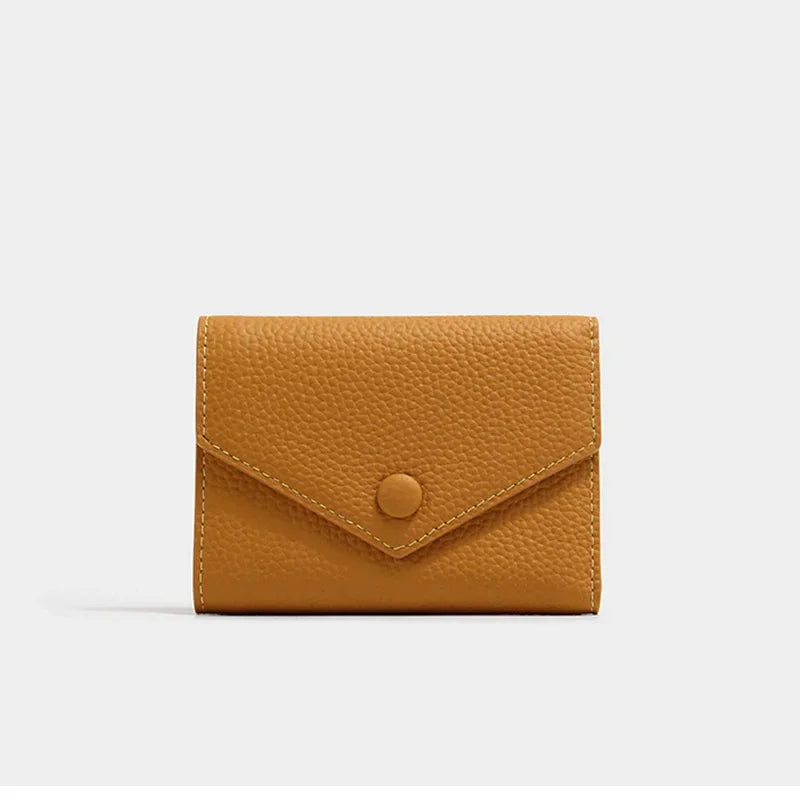 Portefeuille femme compact en cuir PU format enveloppe avec bouton pression élégant — photo 11