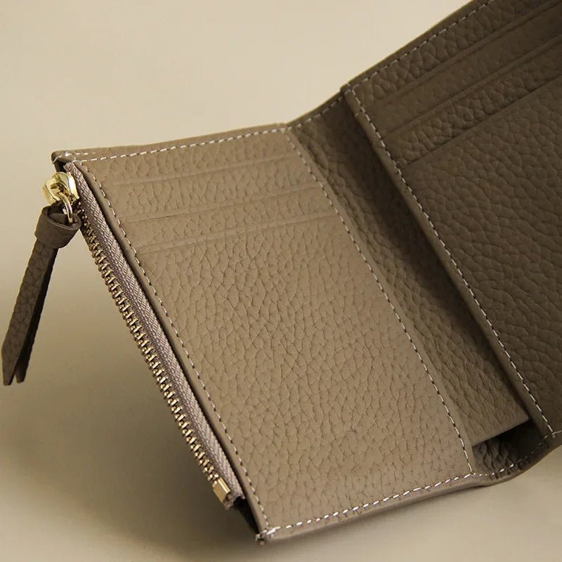 Portefeuille femme compact en cuir PU format enveloppe avec bouton pression élégant — photo 3