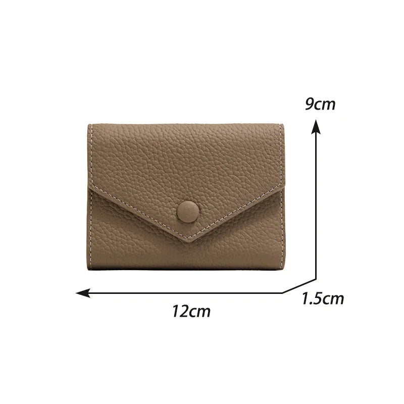 Portefeuille femme compact en cuir PU format enveloppe avec bouton pression élégant — photo 6