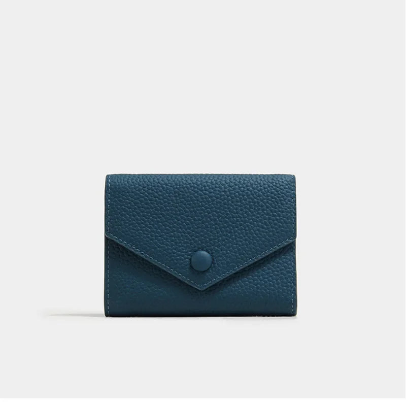 Portefeuille femme compact en cuir PU format enveloppe avec bouton pression élégant — photo 7