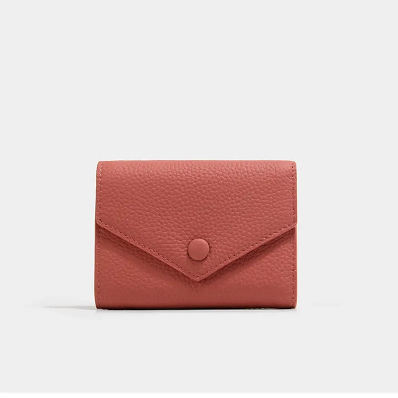 Portefeuille femme compact en cuir PU format enveloppe avec bouton pression élégant — photo 8
