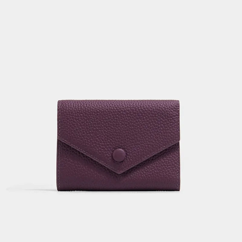 Portefeuille femme compact en cuir PU format enveloppe avec bouton pression élégant — photo 9