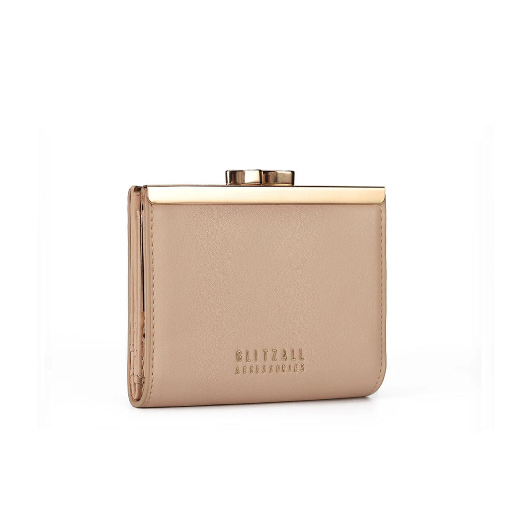 Portefeuille femme compact en cuir PU avec fermoir métallique élégant et format rigide — photo 3