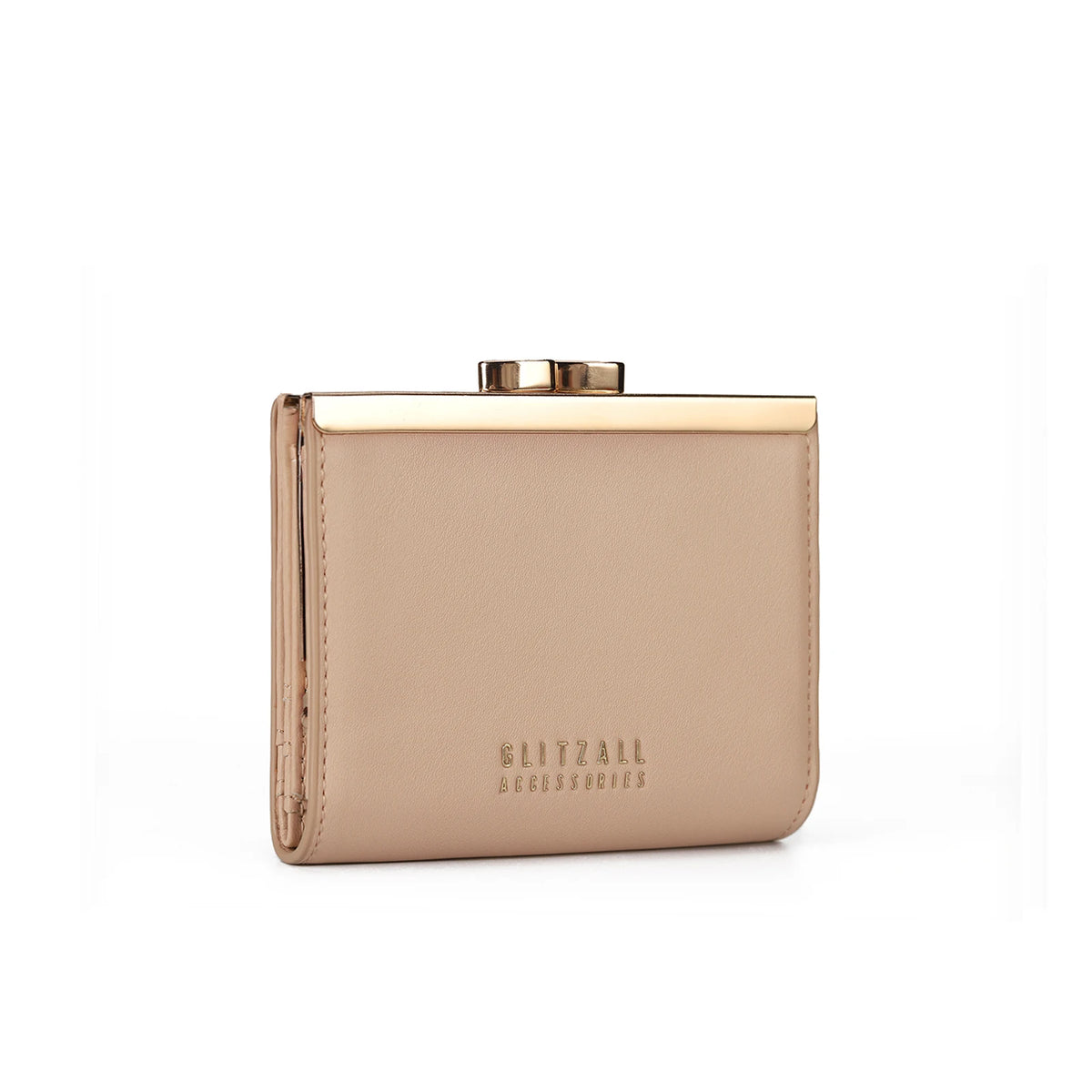 Portefeuille femme compact en cuir PU avec fermoir métallique élégant et format rigide — photo 3