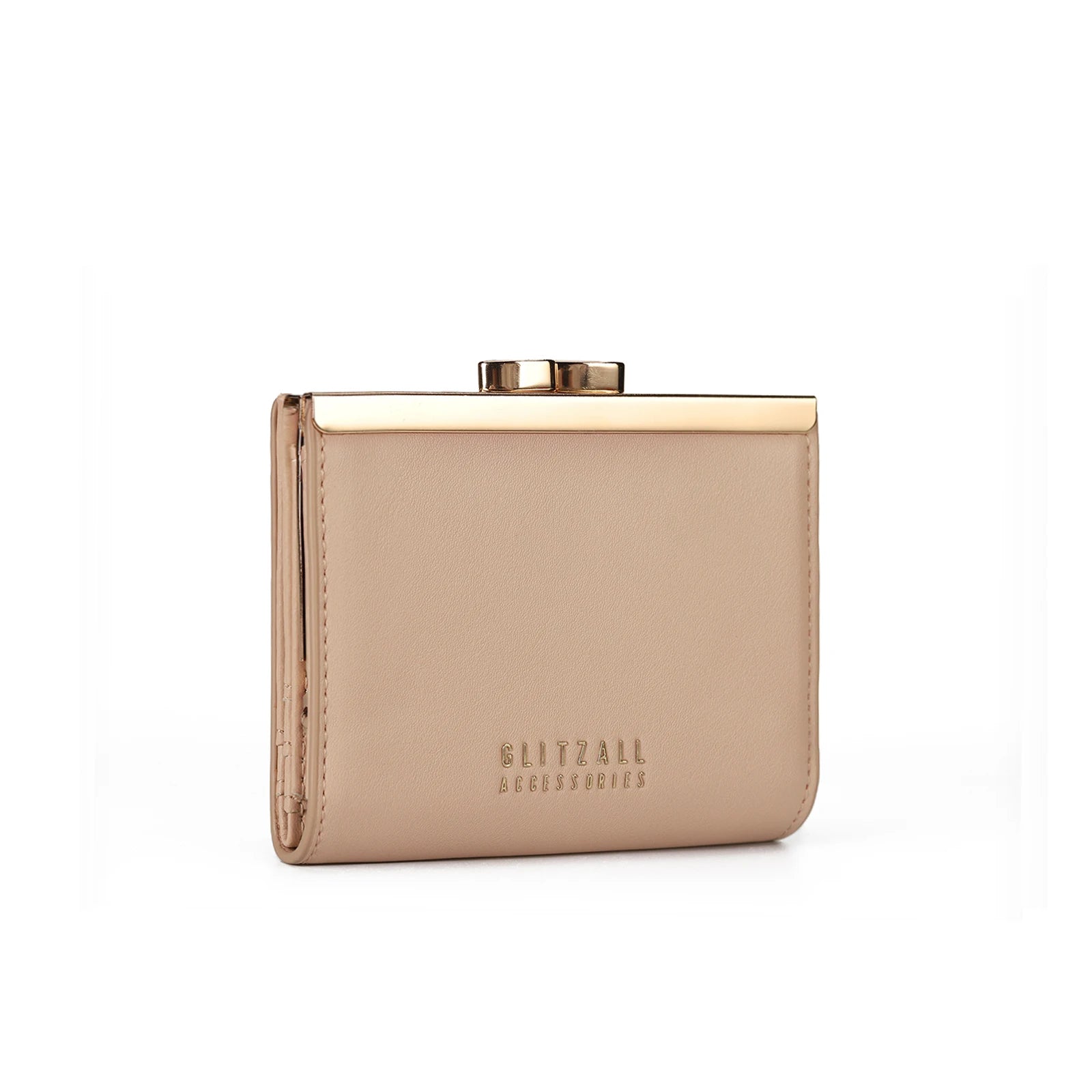 Portefeuille femme compact en cuir PU avec fermoir métallique élégant et format rigide — photo 3 Image
