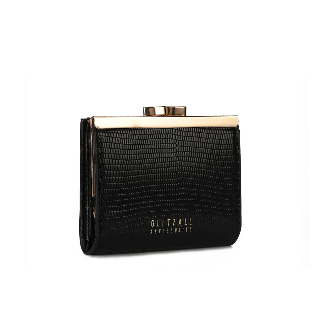 Portefeuille femme compact en cuir PU avec fermoir métallique élégant et format rigide — photo 4