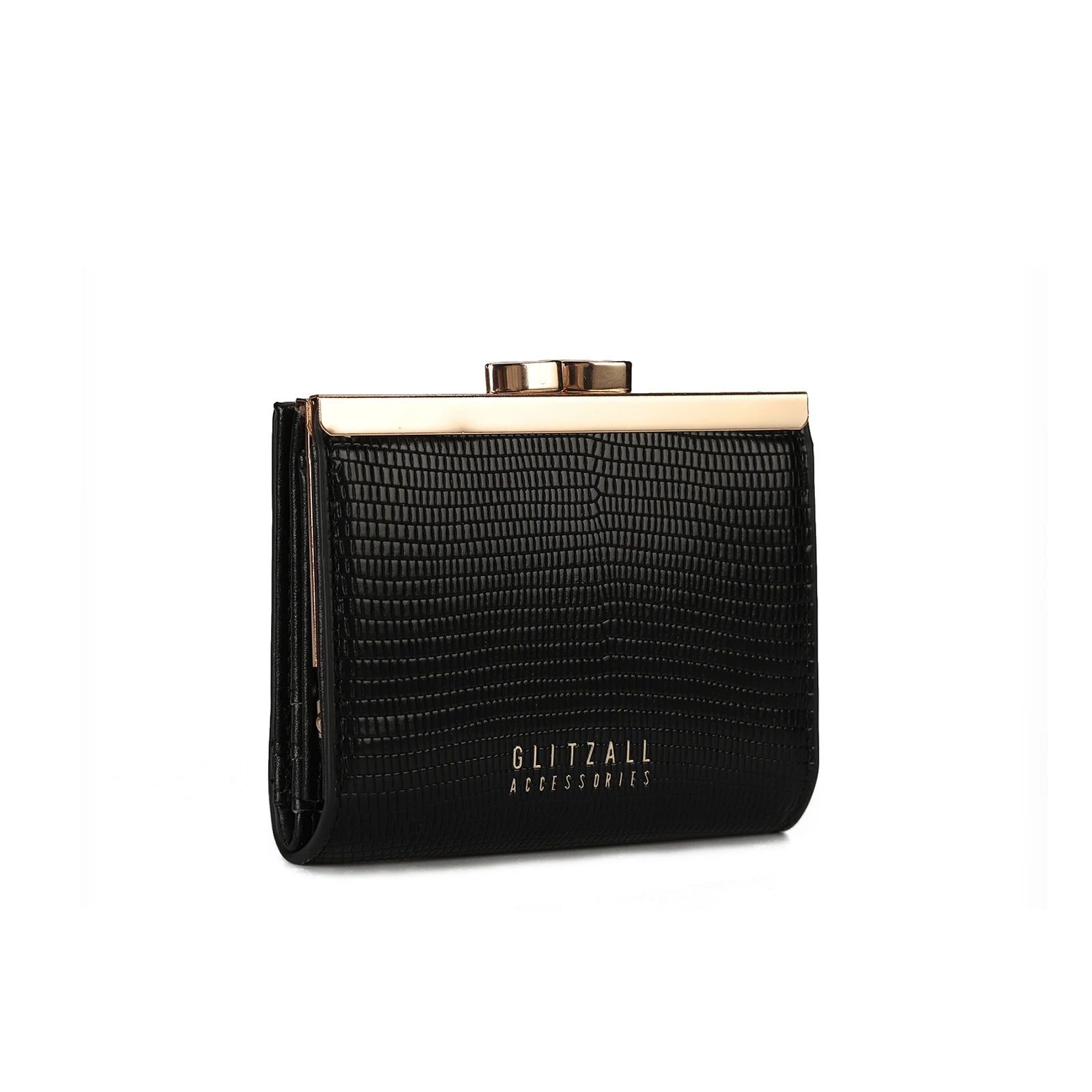 Portefeuille femme compact en cuir PU avec fermoir métallique élégant et format rigide — photo 4 Image