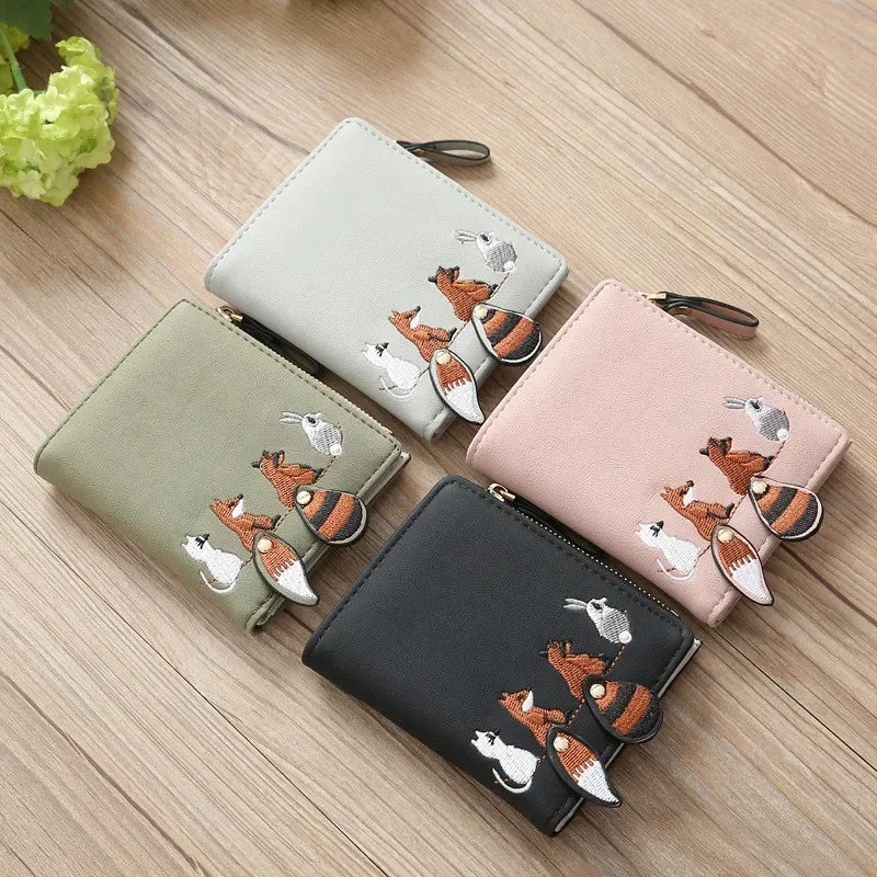 Portefeuille femme compact en cuir PU motif animaux avec zip et fermeture sécurisée — photo 4