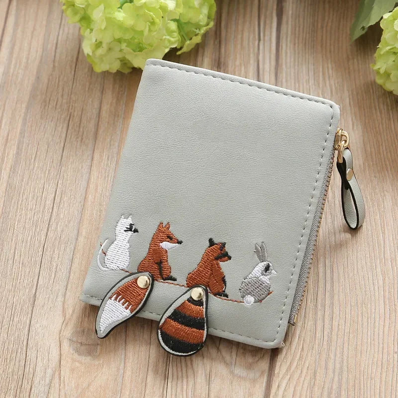 Portefeuille femme compact en cuir PU motif animaux avec zip et fermeture sécurisée — photo 6