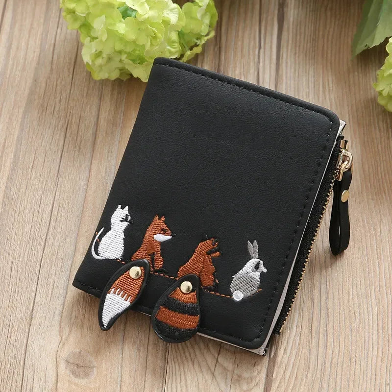 Portefeuille femme compact en cuir PU motif animaux avec zip et fermeture sécurisée — photo 8