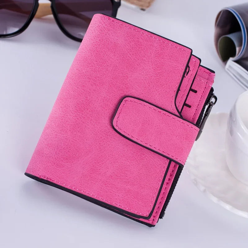 Portefeuille femme compact en cuir PU avec rabat et fermeture pression élégant — photo 10