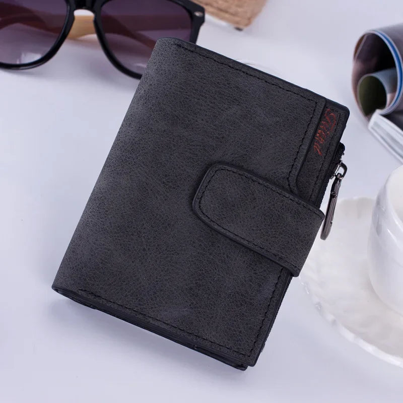 Portefeuille femme compact en cuir PU avec rabat et fermeture pression élégant — photo 11