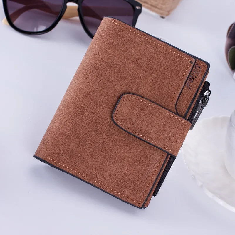 Portefeuille femme compact en cuir PU avec rabat et fermeture pression élégant — photo 13