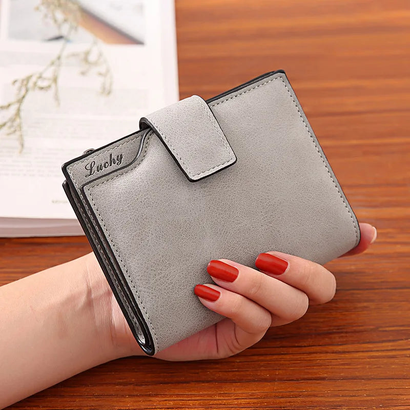 Portefeuille femme compact en cuir PU avec rabat et fermeture pression élégant — photo 3