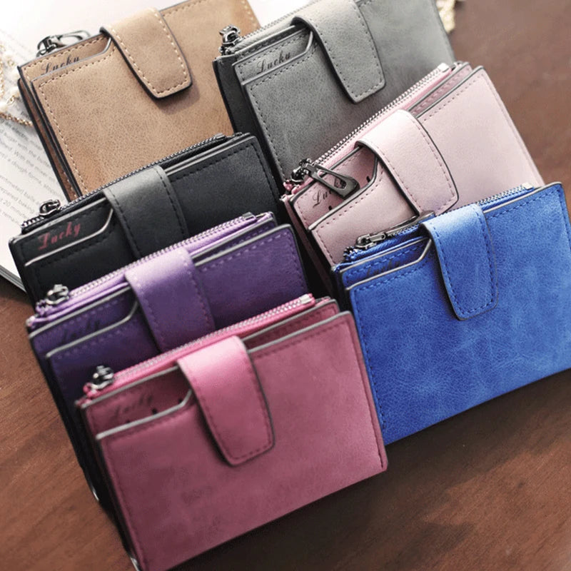 Portefeuille femme compact en cuir PU avec rabat et fermeture pression élégant — photo 5